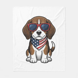 Vintage patriotisches Beagle-Welpen-Sonnenbrille-S Fleecedecke