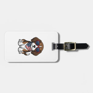 Vintage patriotisches Beagle-Welpen-Sonnenbrille-S Gepäckanhänger