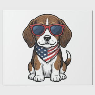 Vintage patriotisches Beagle-Welpen-Sonnenbrille-S Geschenkpapier