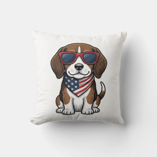 Vintage patriotisches Beagle-Welpen-Sonnenbrille-S Kissen
