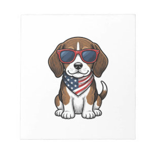 Vintage patriotisches Beagle-Welpen-Sonnenbrille-S Notizblock
