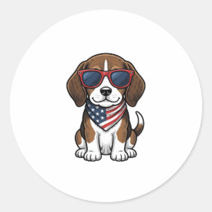 Vintage patriotisches Beagle-Welpen-Sonnenbrille-S Runder Aufkleber