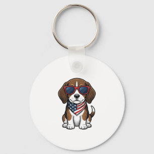 Vintage patriotisches Beagle-Welpen-Sonnenbrille-S Schlüsselanhänger