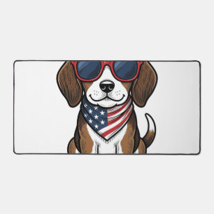 Vintage patriotisches Beagle-Welpen-Sonnenbrille-S Schreibtischunterlage