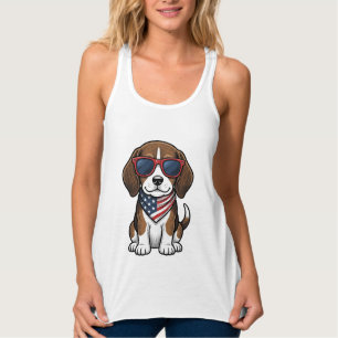 Vintage patriotisches Beagle-Welpen-Sonnenbrille-S Tank Top