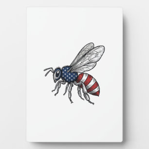 Vintage patriotisches Bienen-Vektorgrafik-Shirt-De Fotoplatte