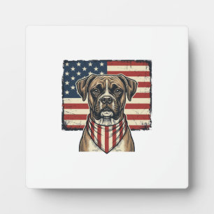 Vintage-patriotisches Boxer-Hund-Flagge-Shirt-Desi Fotoplatte