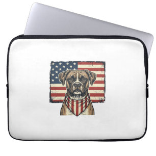 Vintage-patriotisches Boxer-Hund-Flagge-Shirt-Desi Laptopschutzhülle
