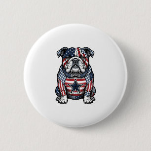 Vintage-patriotisches Bulldog-Vektor-Shirt-Design_ Button