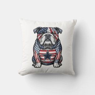 Vintage-patriotisches Bulldog-Vektor-Shirt-Design_ Kissen