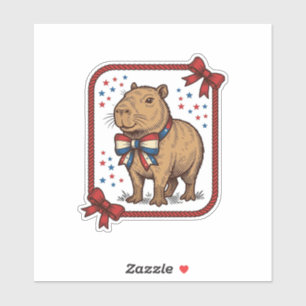Vintage patriotisches Capybara-Fliege-Shirt-Design Aufkleber