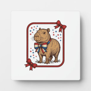 Vintage patriotisches Capybara-Fliege-Shirt-Design Fotoplatte