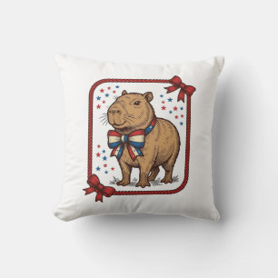 Vintage patriotisches Capybara-Fliege-Shirt-Design Kissen