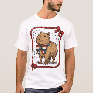 Vintage patriotisches Capybara-Fliege-Shirt-Design T-Shirt