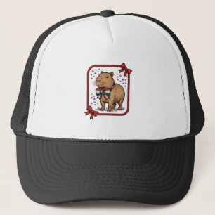 Vintage patriotisches Capybara-Fliege-Shirt-Design Truckerkappe