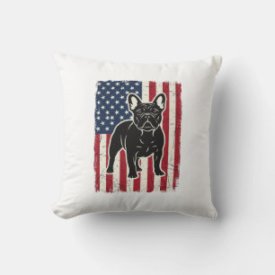 Vintage patriotisches Französische-Bulldogge-Flag- Kissen