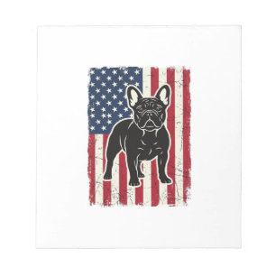 Vintage patriotisches Französische-Bulldogge-Flag- Notizblock