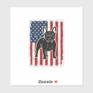 Vintage patriotisches Französische-Bulldogge-Flagg Aufkleber