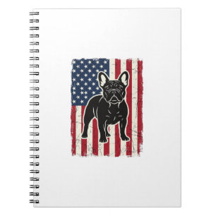 Vintage patriotisches Französische Bulldogge Flagg Notizblock