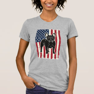 Vintage patriotisches Französische-Bulldogge-Flagg T-Shirt