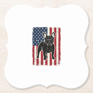 Vintage patriotisches Französische Bulldogge Flagg Untersetzer