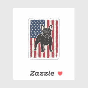 Vintage patriotisches französisches Bulldoggen-Fla Aufkleber