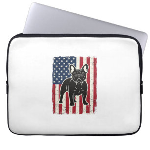Vintage patriotisches französisches Bulldoggen-Fla Laptopschutzhülle