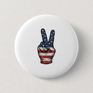 Vintage patriotisches Friedenshand-Vektor-Shirt-De Button