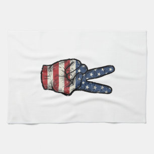 Vintage patriotisches Friedenshand-Vektor-Shirt-De Geschirrtuch