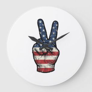 Vintage patriotisches Friedenshand-Vektor-Shirt-De Große Wanduhr