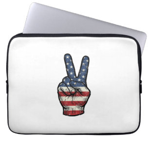 Vintage patriotisches Friedenshand-Vektor-Shirt-De Laptopschutzhülle
