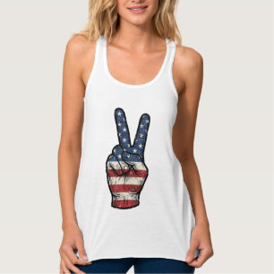 Vintage patriotisches Friedenshand-Vektor-Shirt-De Tank Top