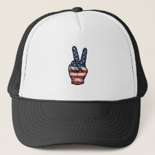 Vintage patriotisches Friedenshand-Vektor-Shirt-De Truckerkappe