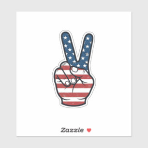 Vintage patriotisches Friedenszeichen Hand Vektor  Aufkleber