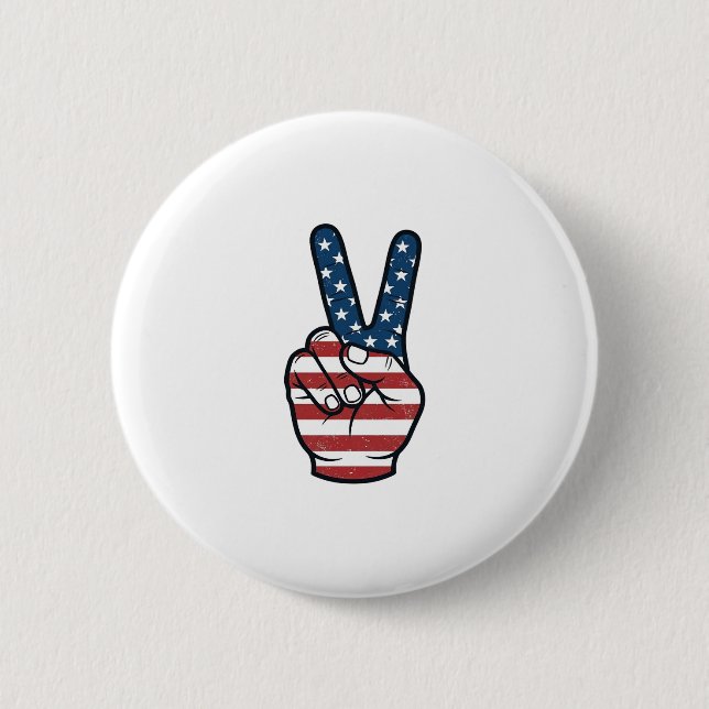 Vintage patriotisches Friedenszeichen Hand Vektor  Button (Vorderseite)