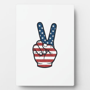 Vintage patriotisches Friedenszeichen Hand Vektor  Fotoplatte
