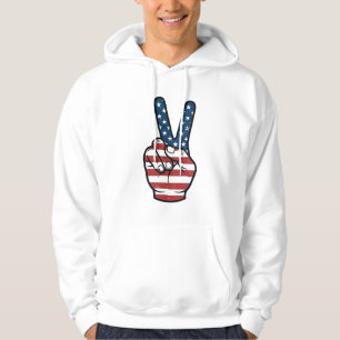 Vintage patriotisches Friedenszeichen Hand Vektor Hoodie