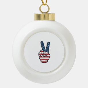 Vintage patriotisches Friedenszeichen Hand Vektor Keramik Kugel-Ornament