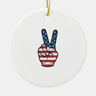 Vintage patriotisches Friedenszeichen Hand Vektor Keramik Ornament