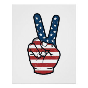 Vintage patriotisches Friedenszeichen Hand Vektor Poster