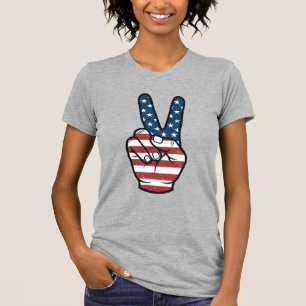 Vintage patriotisches Friedenszeichen Hand Vektor T-Shirt