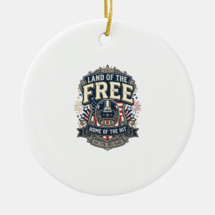 Vintage patriotisches Fußball-Land-der-Freien-Shir Keramik Ornament