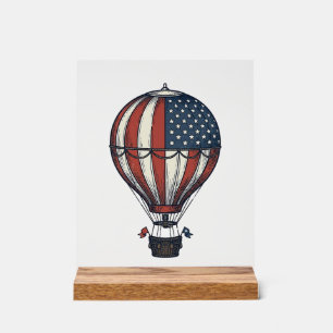 Vintage-patriotisches Heißluftballon-Shirt-Design_ Acrylschild