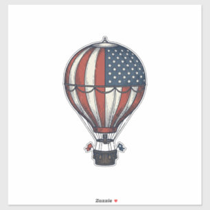 Vintage patriotisches Heißluftballon-Shirt-Design_ Aufkleber
