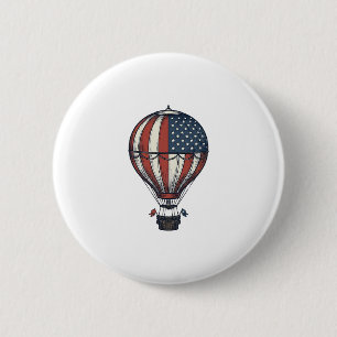 Vintage patriotisches Heißluftballon-Shirt-Design_ Button