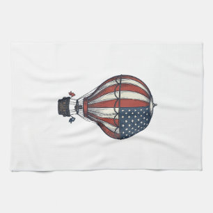 Vintage patriotisches Heißluftballon-Shirt Design_ Geschirrtuch