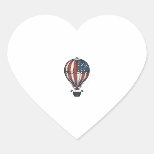 Vintage patriotisches Heißluftballon-Shirt-Design_ Herz-Aufkleber