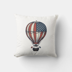 Vintage-patriotisches Heißluftballon-Shirt-Design_ Kissen