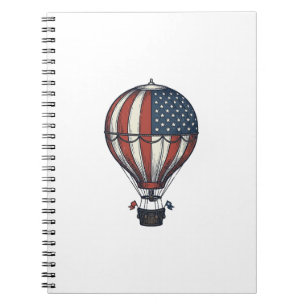Vintage patriotisches Heißluftballon-Shirt Design_ Notizblock