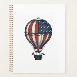 Vintage-patriotisches Heißluftballon-Shirt-Design_ Planer